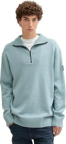 TOM TAILOR DENIM - Trui - Lichtblauw - Knitwear - Halve Rits