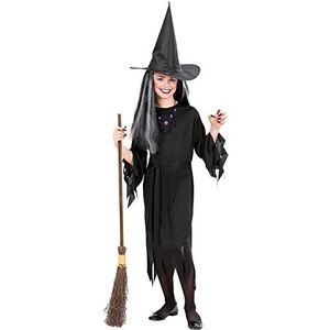 Widmann - Kinderkostuum heks, jurk, heksenhoed, carnavalskostuum, carnaval, Halloween