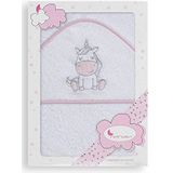Interbaby 01188-12 Baby badjas met capuchon UNICORNIO, wit en roze, roze