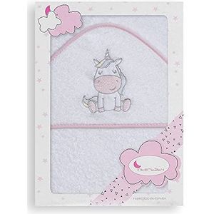 Interbaby 01188-12 Baby badjas met capuchon UNICORNIO, wit en roze, roze