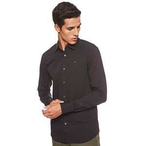 Tommy Jeans Origineel stretch vrijetijdsoverhemd met lange mouwen voor heren, zwart (tommy black 078), M