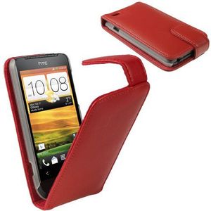 iGadgitz Lederen Hoesje Hoesje Houder met Screen Protector voor HTC One V Primo T320e - Rood