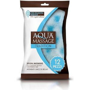 ARIX | 12 massasponzen met cellulose uit de lijn Aqua Massage Tradition, zachte ontspannende spons, energetiserende en verkwikkende spons van pure plantaardige cellulose met honingraatvezel - 12 stuks