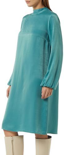 comma casual identity - Jurk - Turquoise - Knielengte - Losse Pasvorm - Lange Mouw
