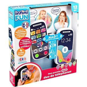 Infini Fun - Mijn eerste echte duo - De eerste telefoon waarmee je via Bluetooth kunt bellen! - Imitatiespeelgoed met tweetalig Frans/Engels vanaf 12 maanden