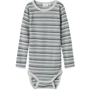 NAME IT Nmmwomi Wool/Modal Ls Body, grijs, 86 cm