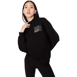 Trendyol Vrouwen staande kraag Plain Relaxed Sweater, Zwart, S, Zwart, S