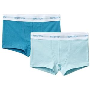 United Colors of Benetton 2 boxershorts 3MC10X230 ondergoed set, lichtblauw 19G, XS kinderen, Lichtblauw 19 g, XS