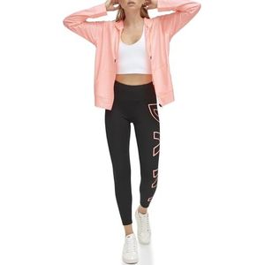 DKNY Dames High Waist 7/8 Exploded Logo Tight, Atomic Pink, XX-Small, Atomic Pink, XXS