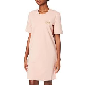 Love Moschino Dames regular fit T-shirt geborsteld stretch katoen fleece jurk, Powder Pink, 42