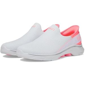 Skechers GO Walk 7 MIA voor dames, Wit Textiel Neon Roze Trim, 40 EU