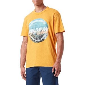 TOM TAILOR Uomini T-shirt met fotoprint 1032254, 24135 - Warm Yellow, XXS