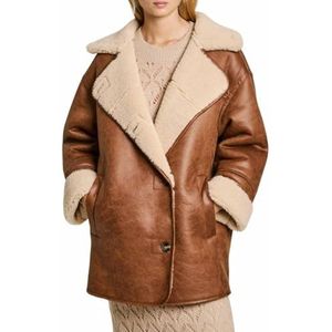 Leren Jas - Suède - Polyester - Lange Mouwen - Schuine Steekzakken