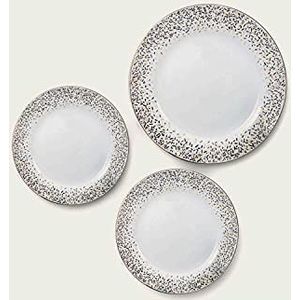 Maison Tortorà - Set van 18 borden van porselein lijn goud & zilver