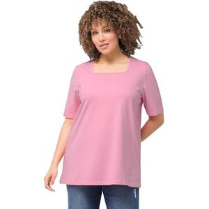 Ulla Popken, Dames grote maten, T-shirt, A-lijn, Carree-hals, halve mouwen, lichtroze, 42-44