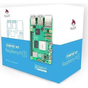 Raspberry Pi 5 8 GB starterset met geventileerde behuizing, 27 W USB-C voeding, officiële micro-HDMI naar HDMI-kabel en micro-SD Noobs 32 GB