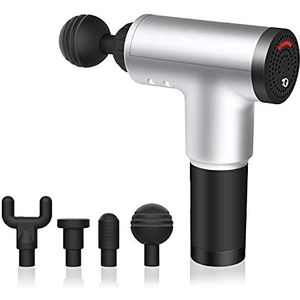 DAM Fascia Gun TY602 Spiermassagepistool, 6 niveaus, snelheid tot 3200 omw/min, 4 koppen, zilver (DMAF0132C94)