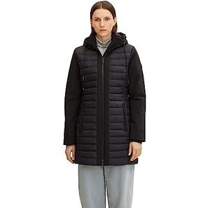 TOM TAILOR Dames Lange softshell gewatteerde jas 1031320, 14482 - Deep Black, XL