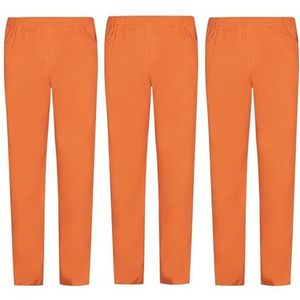 MISEMIYA Verpakking met 3 stuks, uniseks broek, gezondheidsuniform, medische uniformen, werkbroek, Oranje, XL