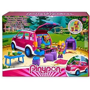 Pinypon - 700017015 Campingauto, camper, speelgoed, zomerfamilievoertuig voor op de camping, met een mini-pop en een baby en vele accessoires, voor meisjes en jongens vanaf 4 jaar