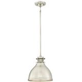 Westinghouse Lighting Hanglamp met één vlam, uitvoering geborsteld nikkel met roosterscherm, glas, 1 W, 25 x 25 x 109 cm, 6326940