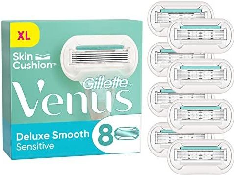 Gillette Venus Deluxe Smooth Sensitive Navulmesjes Voor Vrouwen, 8, 5 Mesjes Voor Een Gladde Scheerbeurt Met Langdurig Resultaat
