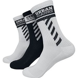 Urban Classics Unisex sokken Sporty Logo 3-pack, sportsokken voor mannen en vrouwen, maten 35-50, wit/zwart/wit, 38 EU