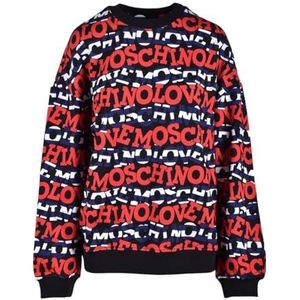 Love Moschino Dames regular fit ronde hals met logo print sweatshirt, Stripes, 48