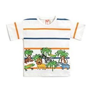 KOTON Animal Printed Striped Short Sleeve T-Shirt Katoen Jongens, ecru (010), 24/36 mesi