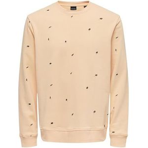 ONLY & SONS Onsdave Reg AOP Crew Neck Sweat Cs Sweatshirt voor heren, creampuff, M