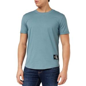 Calvin Klein Jeans Heren Badge Turn Up Mouw S/S Gebreide Tops, Goblin Blauw, XXS