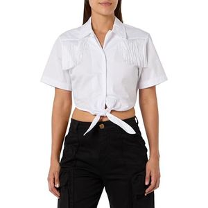 Pinko Costantine Poplin overhemd met franjes, Z04_witte bril., 36 NL
