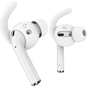Keybudz EarBuddyz Ultra In-Ear antislip siliconen oortelefoon bevestiging voor Apple AirPods, EarPods Hoofdtelefoon Oortelefoon accessoires, oorhaak oordopjes, Sport, wit