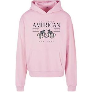American College Hoodie voor heren, roze, maat L, model AC14, 100% katoen, Roze, L/Tall