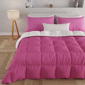 PETTI Artigiani Italiani - Winterdekbed voor tweepersoonsbed, effen, tweezijdig, fuchsia, wit, 100% Made in Italy