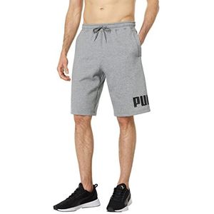 PUMA Shorts 25,4 cm met groot logo van fleece, middengrijs gemêleerd, XXL heren, Medium grijs gemêleerd, XXL