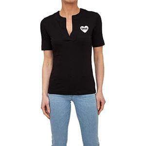 Love Moschino Dames Slim Fit Short-Sleeved V-hals T-Shirt, Zwart, 44, zwart, 44