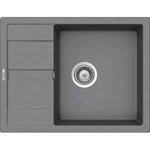 SCHOCK Compacte keukenspoelbak 65 x 50 cm Manhattan D-100 Croma - CRISTALITE lichtgrijze granieten spoelbak met verkort afdruipvlak vanaf 50 cm breedte onderkast