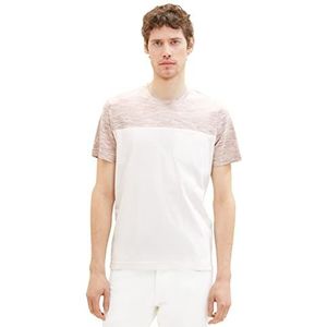TOM TAILOR Heren 1036420 T-shirt, 32034-White Streaky Melange, XL, 32034 - White Streaky Melange, XL