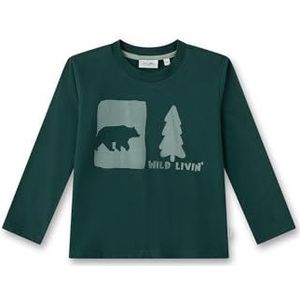 Sanetta Jongens-shirt met lange mouwen groen | Hoogwaardig en gezellig shirt van biologisch katoen voor jongens. Shirt met lange mouwen met beermotief | Kinderkleding, groen, 140 cm