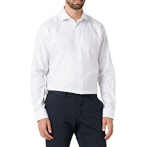 Zijdesticker heren slim lange mouwen structuurhemd