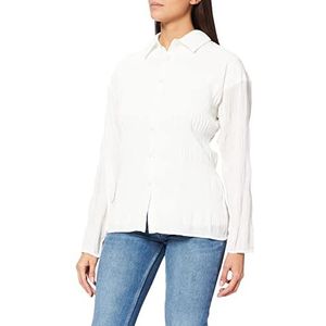 NA-KD Licht geplooid shirt voor dames, Gebroken Wit, 40