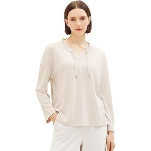 TOM TAILOR T-shirt voor dames met trekkoord, 16339-wolken grijs, 3XL