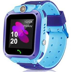 LiveGo Smart Horloge voor kinderen, 2G waterdichte veilige smartwatch telefoon met GPS-tracker bellen SOS-camera voor kinderen kinderen studenten leeftijden 3-12 verjaardagscadeaus (Q12 blauw)