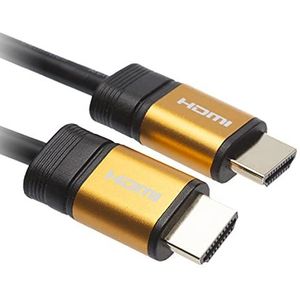 APM 590468 HDMI-kabel, 5 m, 4 K Ethernet, HDMI-kabel, mannelijk/mannelijk, accessoires voor tv en video, buitengewone resolutie 4 x HD 1080p, 3D-video's, zwart en goud