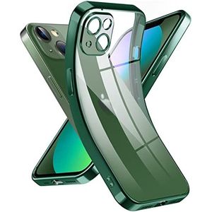 Supdeal Kristalhelder hoesje voor iPhone 13, [nooit geel] [camerabescherming], dunne slanke pasvorm, transparante zachte siliconen telefoonbeschermhoes, 6,1 inch, groen