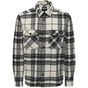 ONLY & SONS Herenhemd met lange mouwen, geruit, cloud dancer, XL