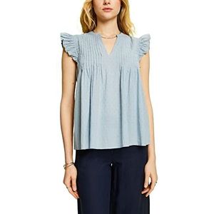 ESPRIT Mouwloze blouse van Swiss Dot, 100% katoen, Lichtblauwe lavender., S