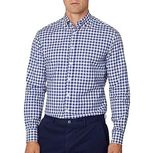 Hackett London Groot fijn Gingham overhemd voor heren, Blauw (zwart/wit), S