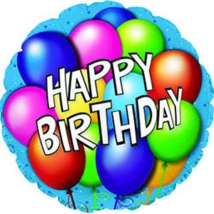 Suki Gifts S9011461 Kleurrijke ballonnen Happy Birthday folieballon heliumballon, blauw